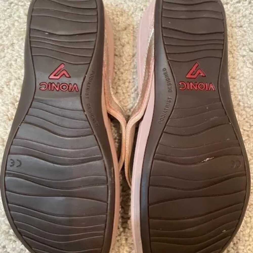 Vionic Womens Pink Sequin Platform Slides Thong F… - image 5